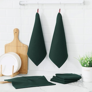 Foto 6 | Foto 6 | Paños De Cocina Kitinjoy 100% Algodón, Paquete De 12 Unidades, Color Verde Negruzco - Venta Internacional.
