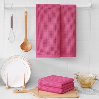 Foto 6 | Foto 6 | Toallas De Cocina Kitinjoy Waffle Weave, 100% Algodón, Paquete De 6 Unidades, Color Rosa Intenso - Venta Internacional.