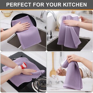 Foto 4 | Foto 4 | Toallas De Cocina Kitinjoy Waffle Weave, 100% Algodón, Paquete De 6 Unidades, Color Lavanda - Venta Internacional.