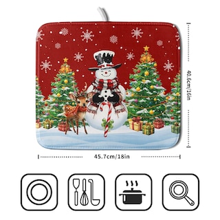 Foto 2 | Foto 2 | Alfombrilla Para Secar Platos Sweetshow Christmas Snowman, 40,6 X 45,7 Cm - Venta Internacional.
