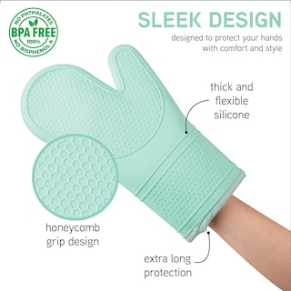 Foto 6 | Foto 6 | Juego De Guantes De Cocina Cook With Color Silicona, Resistentes Al Calor, 6 Unidades, Color Menta - Venta Internacional.