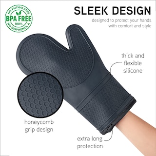 Foto 5 | Foto 5 | Manoplas De Cocina Para Cocinar Con Color, De Silicona, Resistentes Al Calor, Color Negro - Venta Internacional.