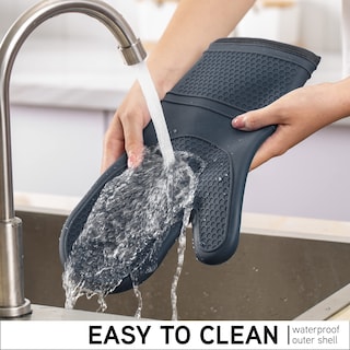 Foto 6 | Foto 6 | Manoplas De Cocina Para Cocinar Con Color, De Silicona, Resistentes Al Calor, Color Negro - Venta Internacional.