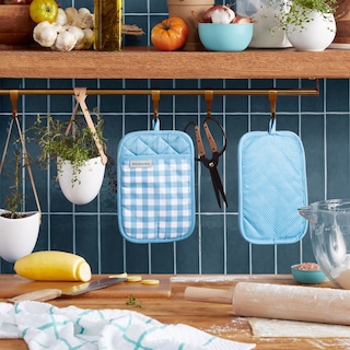 Foto 2 | Foto 2 | Juego De 2 Soportes Para Ollas Kitchenaid De Terciopelo Azul A Cuadros - Venta Internacional.