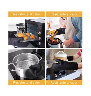 Foto 5 | Foto 5 | Guantes de Silicona Resistente al Calor Negros para Cocina u Horno 6 Piezas