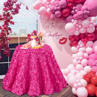 Foto 4 | Foto 4 | Mantel Fanqisi Party, Satén, 3d, Estampado Floral, 90 X 132 Cm, Rosa Intenso - Venta Internacional.