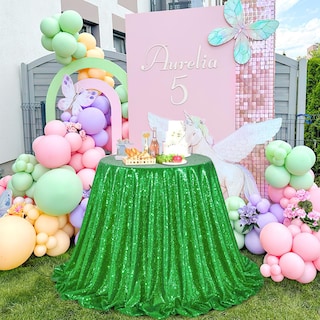 Foto 5 | Foto 5 | Mantel Queen Dream Con Lentejuelas, Color Verde, 229 X 229 Cm, Para Fiesta De Navidad - Venta Internacional.