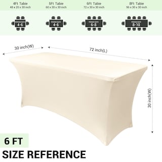 Foto 4 | Foto 4 | Mantel Obstal Stretch Spandex De 6 Pies, Crema, Paquete De 2 - Venta Internacional.