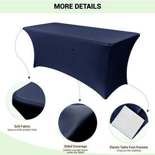 Foto 3 | Foto 3 | Mantel Obstal Stretch Spandex De 6 Pies, Azul Marino, Paquete De 2 - Venta Internacional.