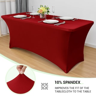 Foto 2 | Foto 2 | Mantel Obstal Stretch Spandex Rojo Para Mesa De 6 Pies, Paquete De 2 - Venta Internacional.