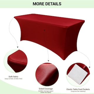 Foto 3 | Foto 3 | Mantel Obstal Stretch Spandex Rojo Para Mesa De 6 Pies, Paquete De 2 - Venta Internacional.
