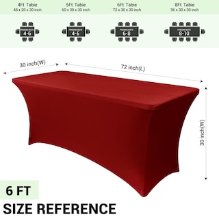 Foto 4 | Foto 4 | Mantel Obstal Stretch Spandex Rojo Para Mesa De 6 Pies, Paquete De 2 - Venta Internacional.