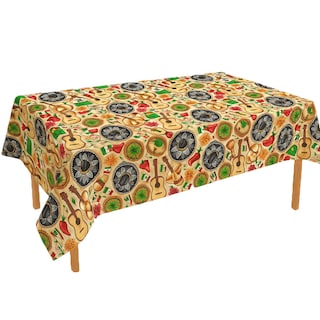 Foto 1 | Foto 1 | Mantel Mexicano Decorativo 145x180 Cm | Diseño Tradicional Con Sombreros Guitarras Y Banderas - Ideal Para Fiestas Patrias