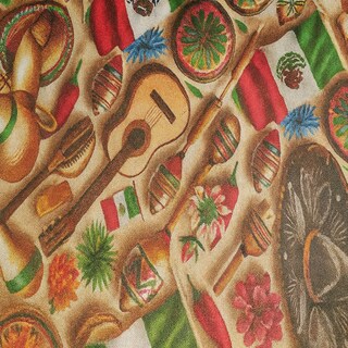 Foto 2 | Foto 2 | Mantel Mexicano Decorativo 145x180 Cm | Diseño Tradicional Con Sombreros Guitarras Y Banderas - Ideal Para Fiestas Patrias