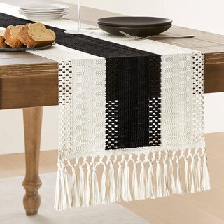 Foto 1 | Foto 1 | Camino De Mesa Zeemart, Estilo Macramé, Bicolor, 36 X 229 Cm, Negro/iv - Venta Internacional.