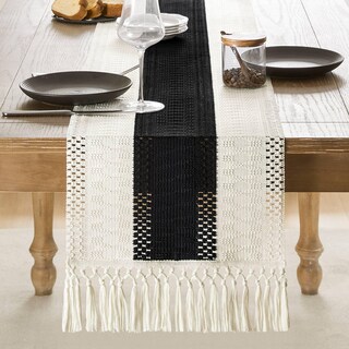 Foto 2 | Foto 2 | Camino De Mesa Zeemart, Estilo Macramé, Bicolor, 36 X 229 Cm, Negro/iv - Venta Internacional.