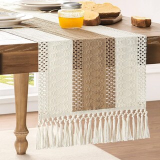 Foto 1 | Foto 1 | Camino De Mesa Zeemart, Estilo Macramé, Bicolor, 36 X 91 Cm, Marrón/verde - Venta Internacional.