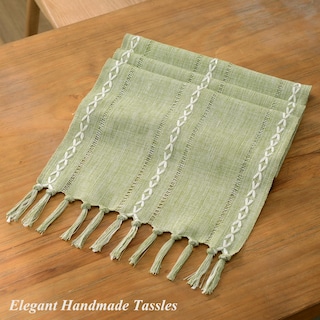 Foto 3 | Foto 3 | Camino De Mesa Wracra Rustic Con Dobladillo De Lino, 150 X 35 Cm, Gris Salvia - Venta Internacional.