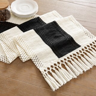 Foto 7 | Foto 7 | Camino De Mesa Zeemart, Estilo Macramé, Bicolor, 35 X 275 Cm, Negro/iv - Venta Internacional.
