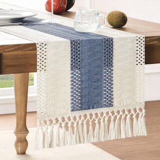 Foto 1 | Foto 1 | Tapete De Mesa Zeemart, Estilo Macramé, Bicolor, 36 X 120 Cm, Azul/verde - Venta Internacional.