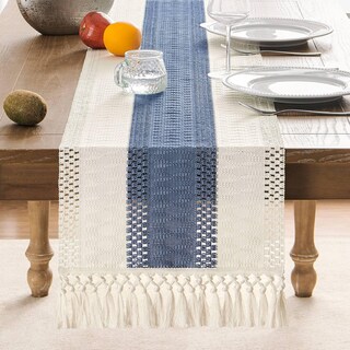 Foto 2 | Foto 2 | Tapete De Mesa Zeemart, Estilo Macramé, Bicolor, 36 X 120 Cm, Azul/verde - Venta Internacional.