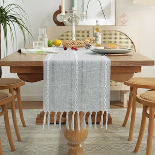 Foto 1 | Foto 1 | Tapete De Mesa Wracra Rustic Con Dobladillo De Lino, 90 X 36 Cm, Gris - Venta Internacional.