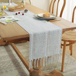 Foto 4 | Foto 4 | Tapete De Mesa Wracra Rustic Con Dobladillo De Lino, 90 X 36 Cm, Gris - Venta Internacional.