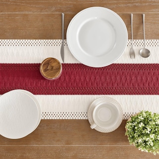 Foto 5 | Foto 5 | Tapete De Mesa Zeemart, Estilo Macramé, Bicolor, 36 X 120 Cm, Rojo/marfil - Venta Internacional.