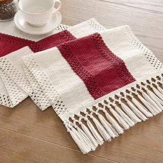 Foto 7 | Foto 7 | Tapete De Mesa Zeemart, Estilo Macramé, Bicolor, 36 X 120 Cm, Rojo/marfil - Venta Internacional.