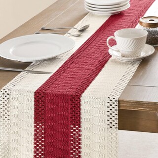 Foto 4 | Foto 4 | Tapete De Mesa Zeemart, Estilo Macramé, Bicolor, 36 X 183 Cm, Rojo Y Marfil - Venta Internacional.