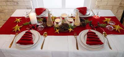 Foto 4 | Foto 4 | Tapete De Mesa D'moksha Homes Ares Luxury, 100% Lino Puro, Rojo - Venta Internacional.