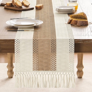 Foto 2 | Foto 2 | Tapete De Mesa Zeemart, Estilo Macramé, Bicolor, 36 X 183 Cm, Color Marrón/iv - Venta Internacional.