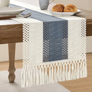 Foto 1 | Foto 1 | Tapete De Mesa Zeemart, Estilo Macramé, Bicolor, 35 X 275 Cm, Azul Marino Y Verde - Venta Internacional.