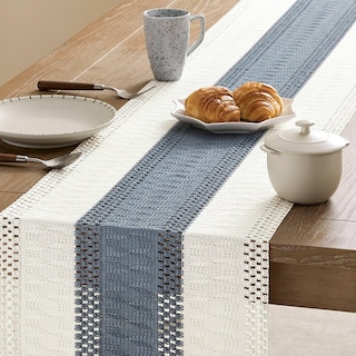 Foto 4 | Foto 4 | Tapete De Mesa Zeemart, Estilo Macramé, Bicolor, 36 X 90 Cm, Azul Marino Y Marfil - Venta Internacional.