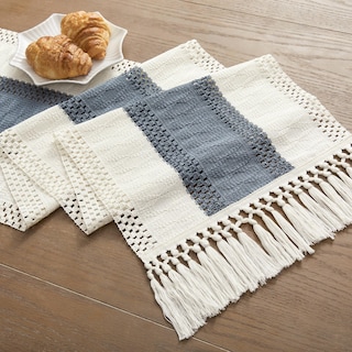 Foto 7 | Foto 7 | Tapete De Mesa Zeemart, Estilo Macramé, Bicolor, 36 X 90 Cm, Azul Marino Y Marfil - Venta Internacional.