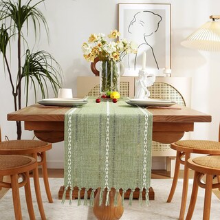 Foto 1 | Foto 1 | Camino De Mesa Wracra Rustic Con Dobladillo De Lino, 230 Cm, Con Borlas - Venta Internacional.