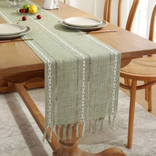 Foto 6 | Foto 6 | Camino De Mesa Wracra Rustic Con Dobladillo De Lino, 230 Cm, Con Borlas - Venta Internacional.