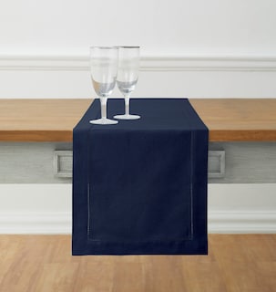 Foto 1 | Foto 1 | Table Runner Solino Home Con Dobladillo De Lino Y Algodón Azul Marino De 3,6 M - Venta Internacional.