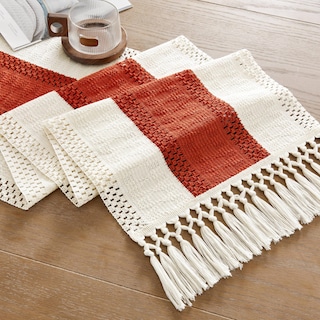 Foto 7 | Foto 7 | Tapete De Mesa Zeemart, Estilo Macramé, Bicolor, 36 X 150 Cm, Naranja/i - Venta Internacional.