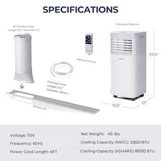 Foto 6 | Foto 6 | Aire Acondicionado Portátil Costway 8000 Btu Para 230 Pies Cuadrados, Blanco - Venta Internacional.