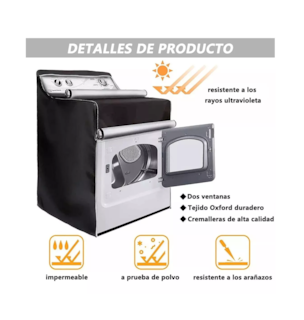 Foto 5 | Foto 5 | Funda de Protección Solar Impermeable para Lavadora Negro