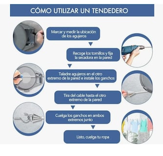 Foto 5 | Foto 5 | 2 Tendedero Retráctil Plegable Para Interior Y Exterior 30m