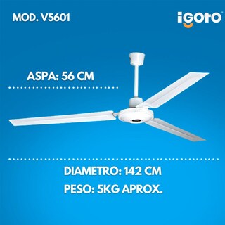 Foto 4 | Foto 4 | Ventilador De Techo 3 Aspas Con Control 5 Velocidades 142 Cm