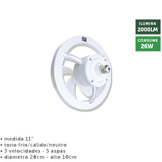 Foto 3 | Foto 3 | Ventilador de Techo Megaluz con Lámpara Led 3 Tonos 3 Velocidades 5 Aspas