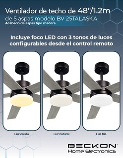 Foto 3 | Foto 3 | Ventilador de Techo Moderno 1.2m 6 Velocidades 5 Aspas