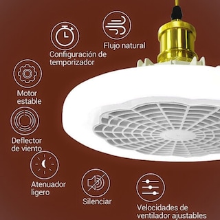Foto 8 | Foto 8 | Lámpara Led Con Ventilador Ajustable De Tres Colores Con Control Remoto 30w