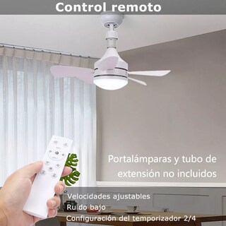 Foto 4 | Foto 4 | Ventilador De Techo Con Lámpara Luz Led Ajustables Control Remoto Blanco