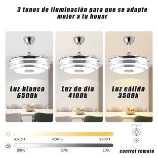 Foto 4 | Foto 4 | Ventilador CityLuz 4 Aspas Transparentes con Bocina y Control Remoto
