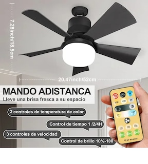 Foto 2 | Foto 2 | Xtellar Ventilador De Techo Negro Con Mando A Distancia Ventilador De Luz De Techo