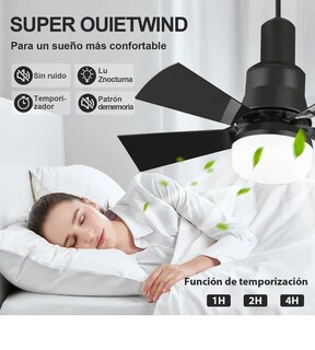 Foto 3 | Foto 3 | Xtellar Ventilador De Techo Negro Con Mando A Distancia Ventilador De Luz De Techo